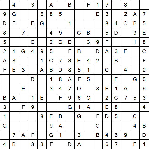 Sudoku 16x16 - Simple