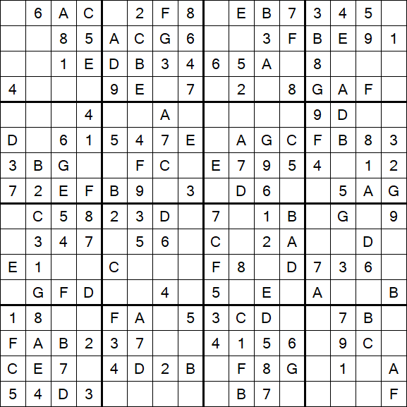 Sudoku 16x16 - Simple