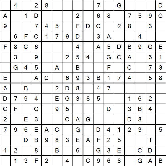 Sudoku 16x16 - Simple