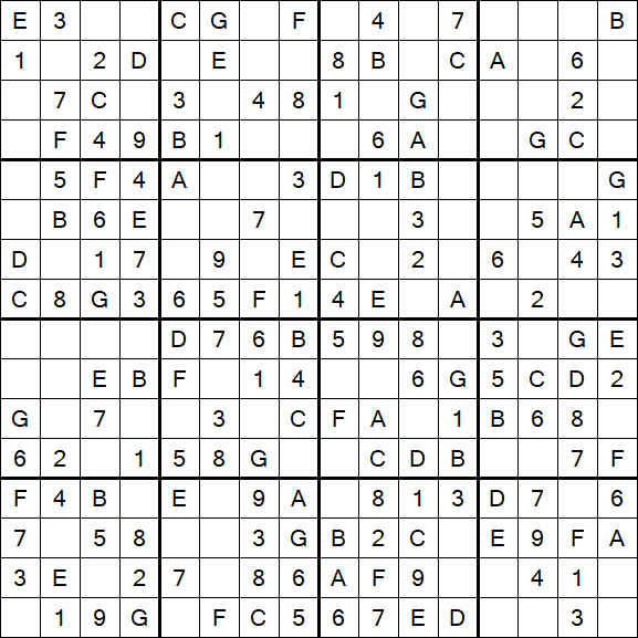 Sudoku 16x16 - Simple