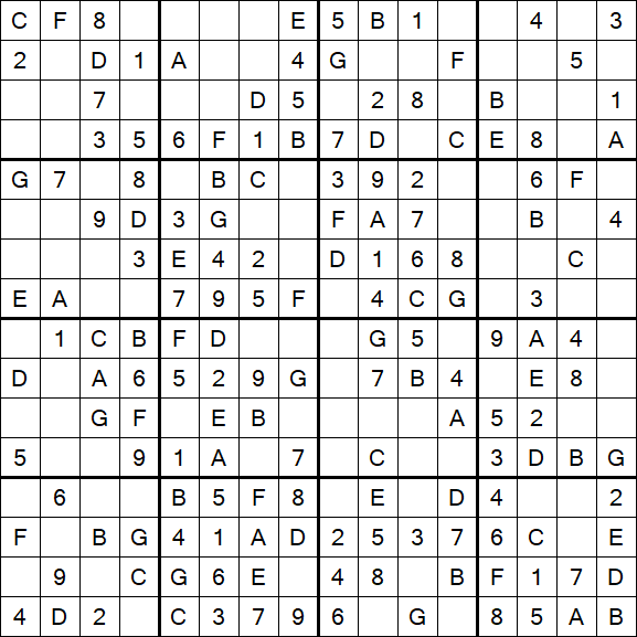 Sudoku 16x16 - Simple