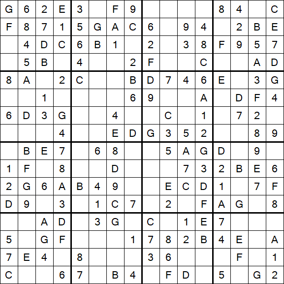 Sudoku 16x16 - Simple