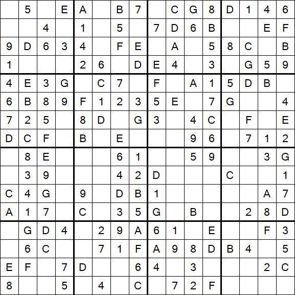 Sudoku 16x16 - Simple
