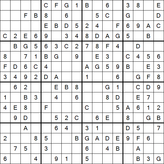Sudoku 16x16 - Simple