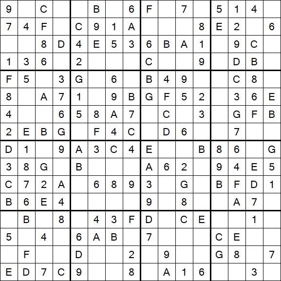 Sudoku 16x16 - Simple