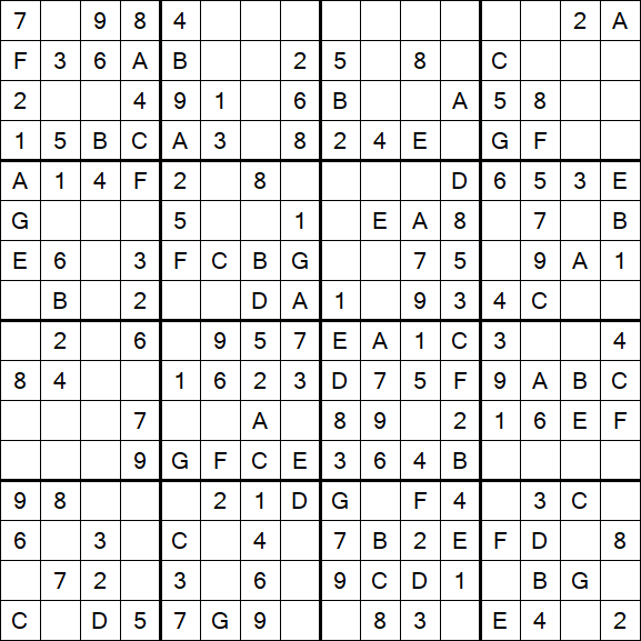 Sudoku 16x16 - Simple