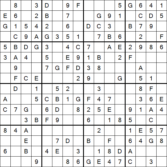 Sudoku 16x16 - Simple