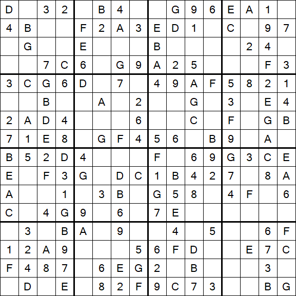 Sudoku 16x16 - Simple