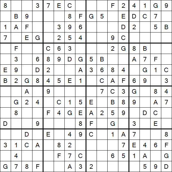 Sudoku 16x16 - Simple
