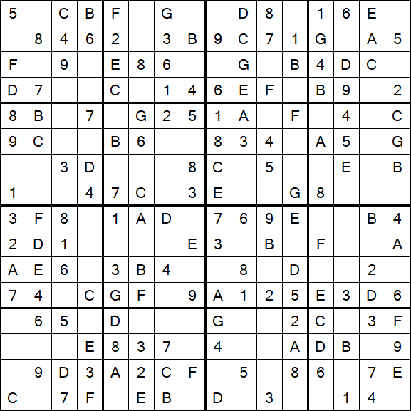 Sudoku 16x16 - Simple