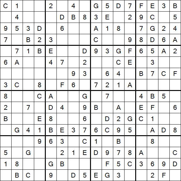 Sudoku 16x16 - Simple