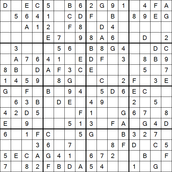 Sudoku 16x16 - Simple