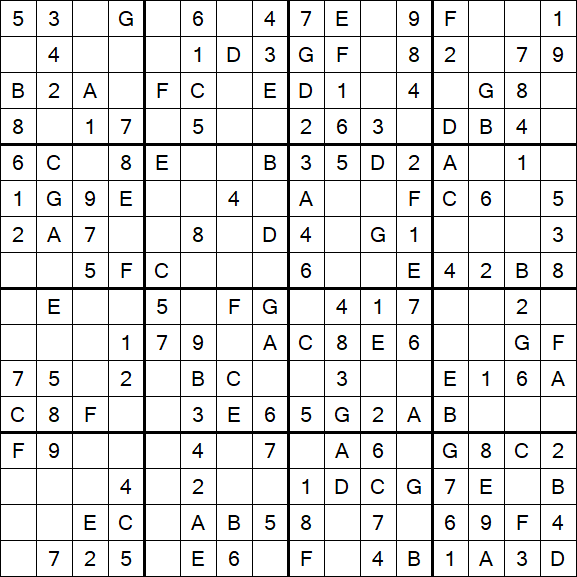 Sudoku 16x16 - Simple