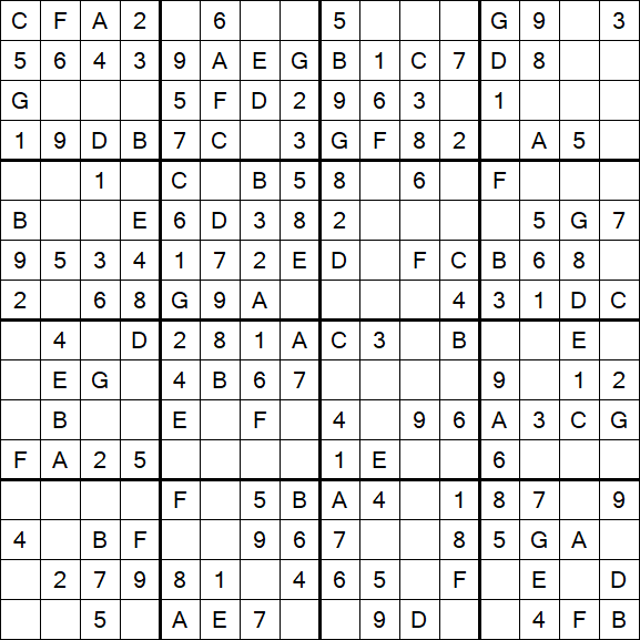 Sudoku 16x16 - Simple