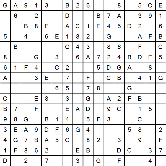 Sudoku 16x16 - Simple