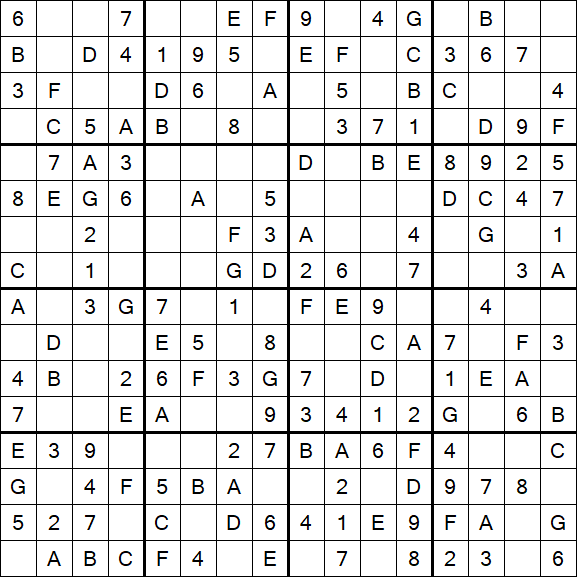 Sudoku 16x16 - Simple