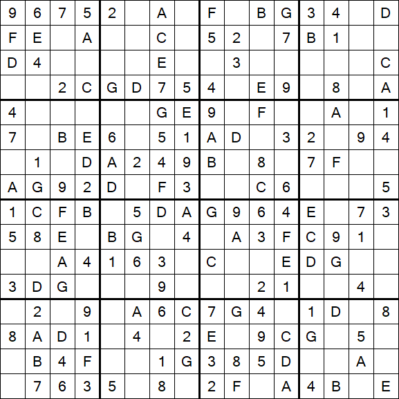 Sudoku 16x16 - Simple