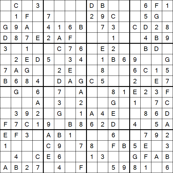 Sudoku 16x16 - Easy