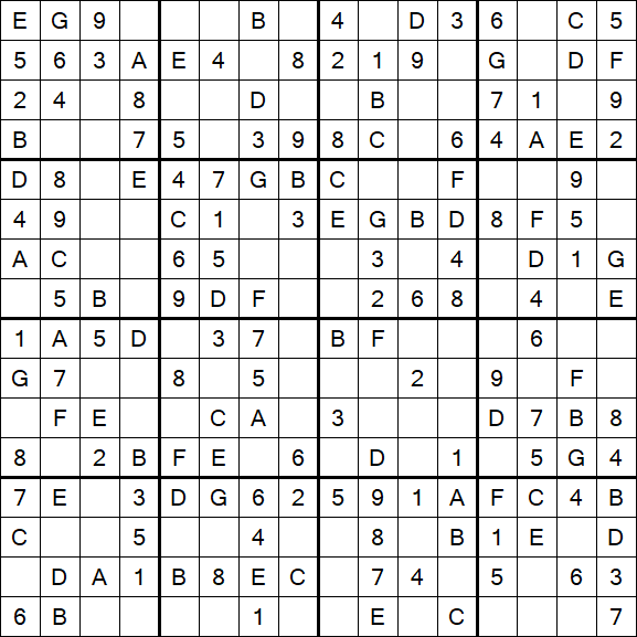 Sudoku 16x16 - Simple