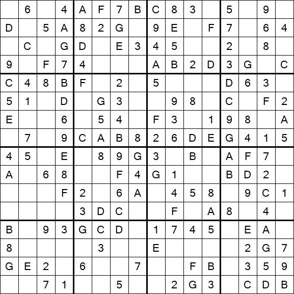Sudoku 16x16 - Simple