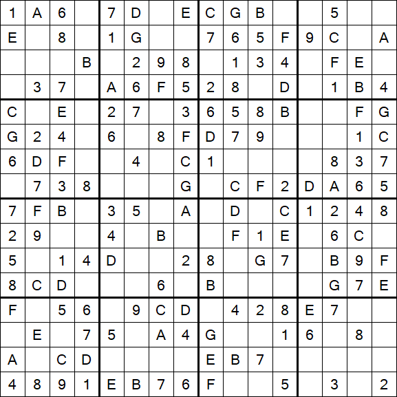 Sudoku 16x16 - Simple