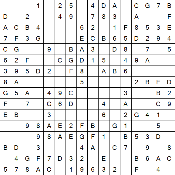 Sudoku 16x16 - Simple