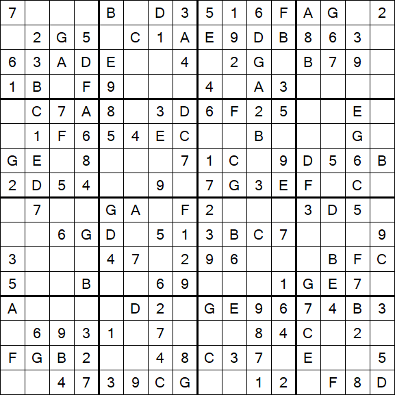 Sudoku 16x16 - Easy