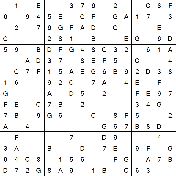 Sudoku 16x16 - Simple