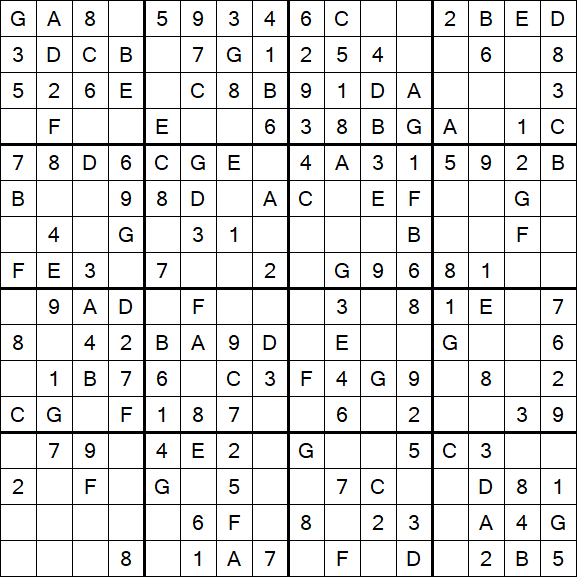 Sudoku 16x16 - Simple
