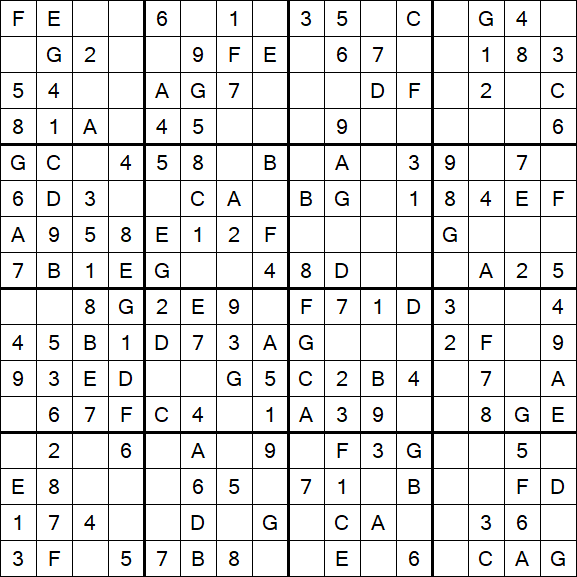 Sudoku 16x16 - Simple