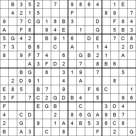 Sudoku 16x16 - Easy