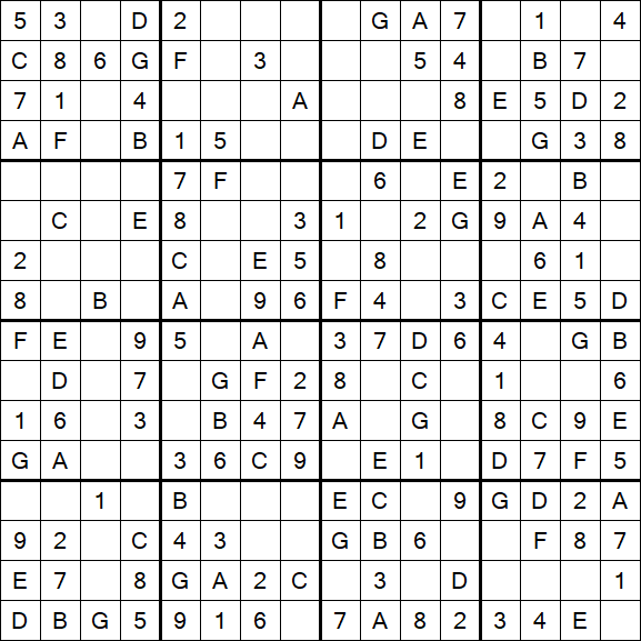 Sudoku 16x16 - Simple