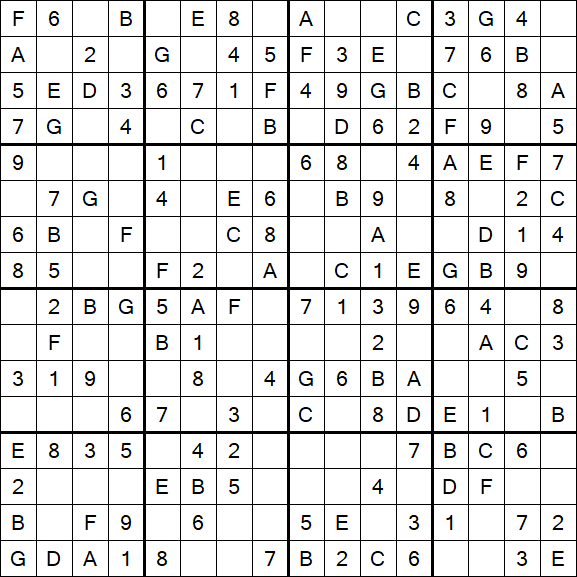 Sudoku 16x16 - Simple