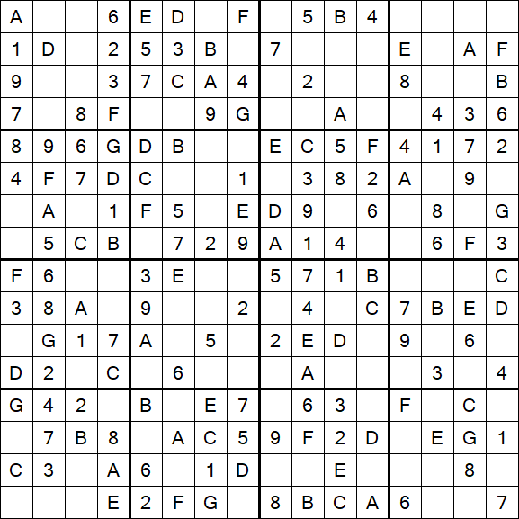 Sudoku 16x16 - Simple