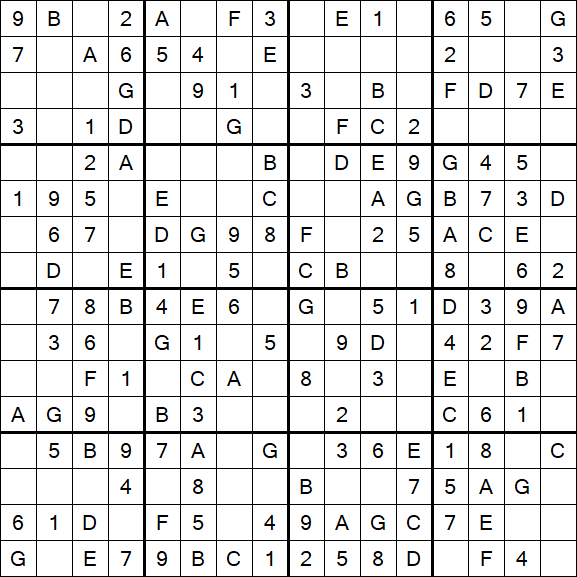 Sudoku 16x16 - Simple