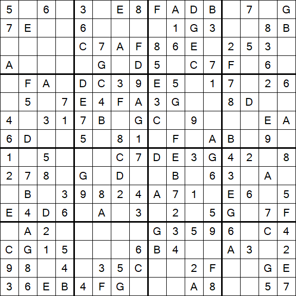 Sudoku 16x16 - Simple