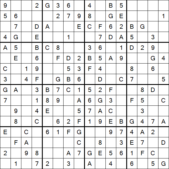 Sudoku 16x16 - Easy