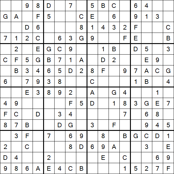 Sudoku 16x16 - Simple