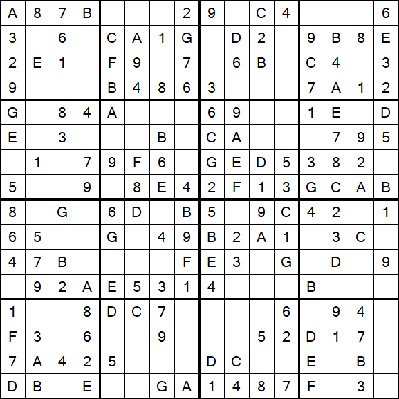 Sudoku 16x16 - Simple
