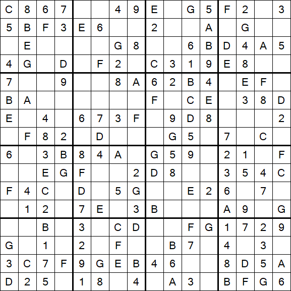 Sudoku 16x16 - Simple