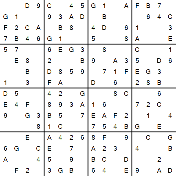 Sudoku 16x16 - Simple