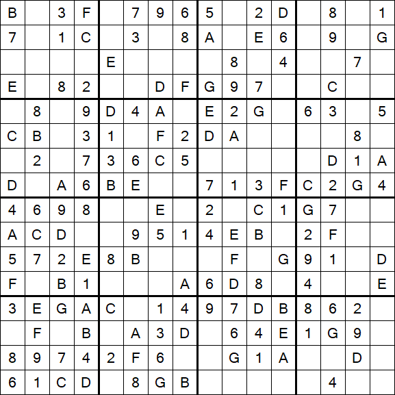 Sudoku 16x16 - Simple