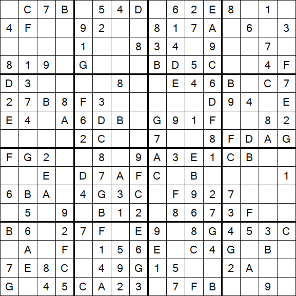 Sudoku 16x16 - Simple