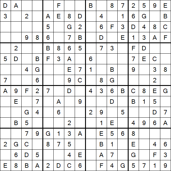 Sudoku 16x16 - Simple
