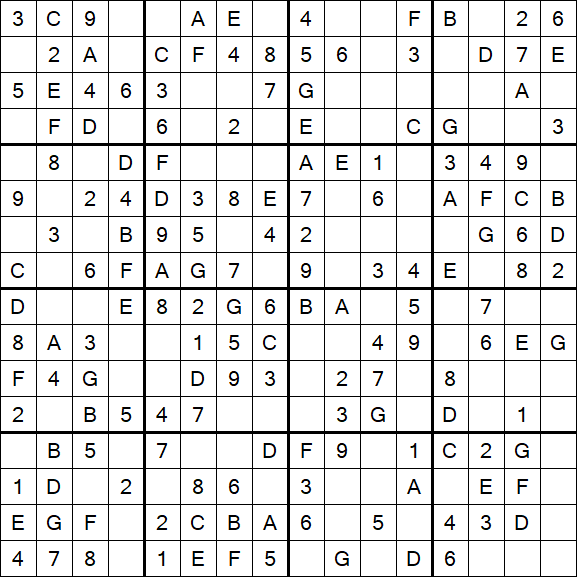 Sudoku 16x16 - Simple