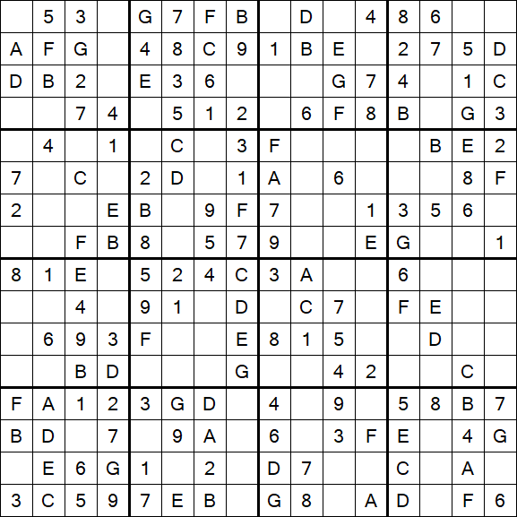 Sudoku 16x16 - Simple