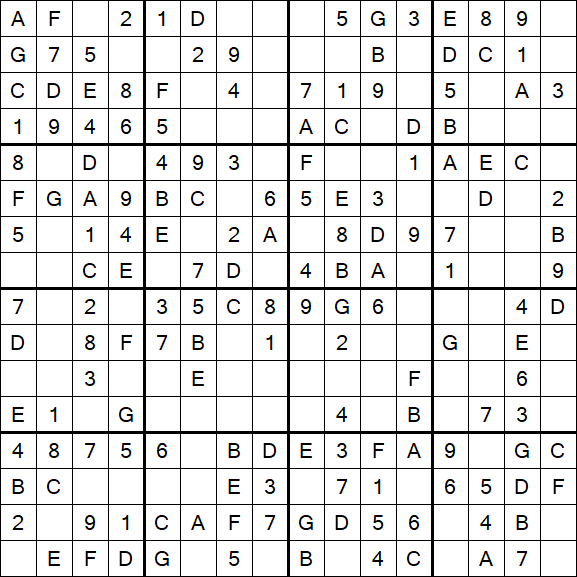 Sudoku 16x16 - Simple