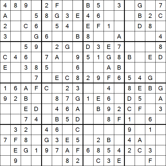 Sudoku 16x16 - Simple