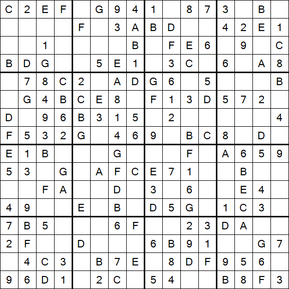 Sudoku 16x16 - Simple