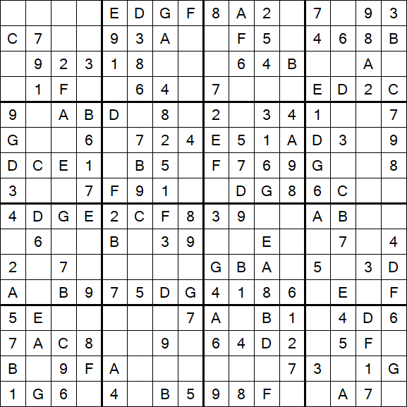 Sudoku 16x16 - Einfach